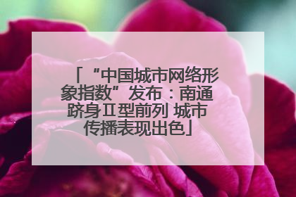 “中国城市网络形象指数”发布：南通跻身Ⅱ型前列 城市传播表现出色