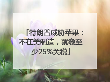 特朗普威胁苹果：不在美制造，就缴至少25%关税