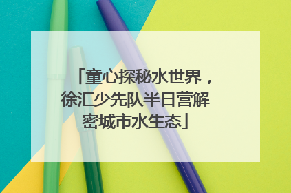 童心探秘水世界，徐汇少先队半日营解密城市水生态