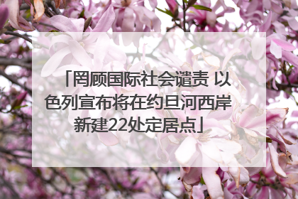 罔顾国际社会谴责 以色列宣布将在约旦河西岸新建22处定居点