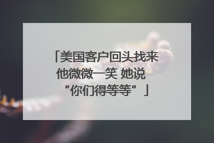 美国客户回头找来 他微微一笑 她说“你们得等等”