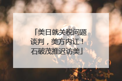 美日就关税问题谈判，美方内讧！石破茂推迟访美