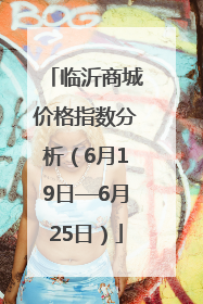临沂商城价格指数分析（6月19日—6月25日）