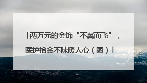 两万元的金饰“不翼而飞”，医护拾金不昧暖人心（图）
