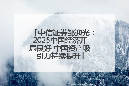 中信证券邹迎光：2025中国经济开局良好 中国资产吸引力持续提升