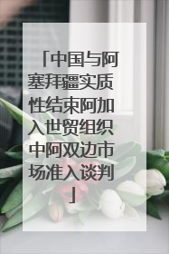 中国与阿塞拜疆实质性结束阿加入世贸组织中阿双边市场准入谈判