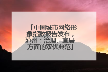 中国城市网络形象指数报告发布，泸州：治理、宜居方面的双优典范