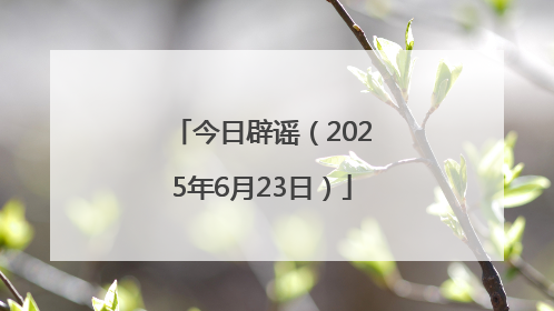 今日辟谣（2025年6月23日）