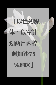 以色列媒体：以军计划两月内控制加沙75%地区
