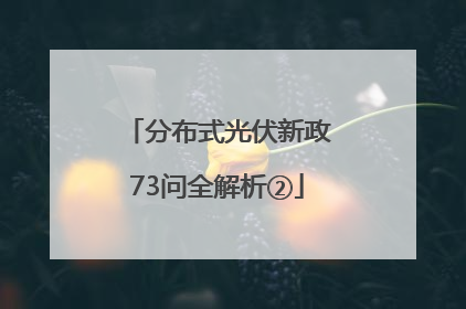 分布式光伏新政73问全解析②