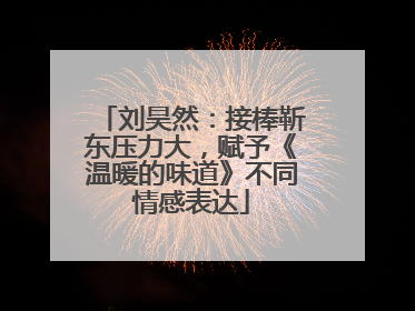 刘昊然：接棒靳东压力大，赋予《温暖的味道》不同情感表达
