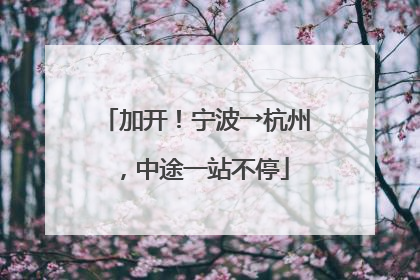 加开！宁波→杭州，中途一站不停