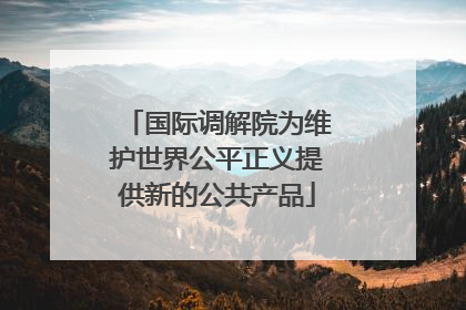 国际调解院为维护世界公平正义提供新的公共产品