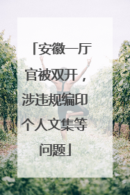 安徽一厅官被双开，涉违规编印个人文集等问题