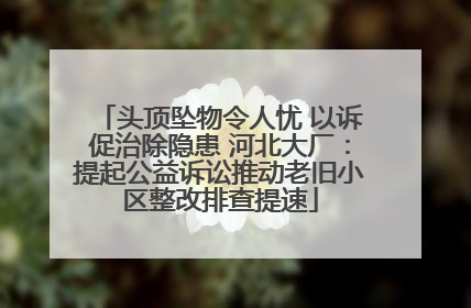 头顶坠物令人忧 以诉促治除隐患 河北大厂：提起公益诉讼推动老旧小区整改排查提速