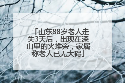 山东88岁老人走失3天后，出现在深山里的火堆旁，家属称老人已无大碍