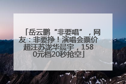 岳云鹏“非要唱”，网友：非要挣！演唱会票价超汪苏泷华晨宇，1580元档20秒抢空