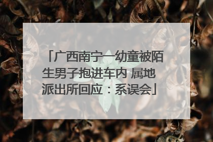 广西南宁一幼童被陌生男子抱进车内 属地派出所回应：系误会