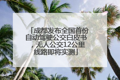 成都发布全国首份自动驾驶公交白皮书，无人公交12公里线路即将实测