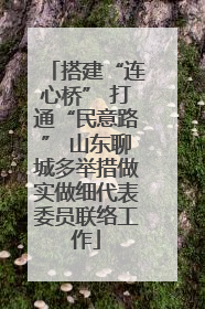 搭建“连心桥” 打通“民意路” 山东聊城多举措做实做细代表委员联络工作