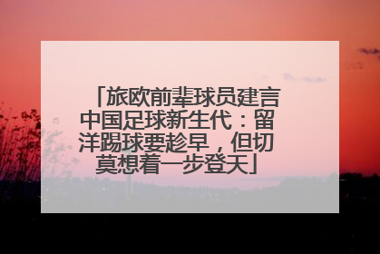旅欧前辈球员建言中国足球新生代：留洋踢球要趁早，但切莫想着一步登天