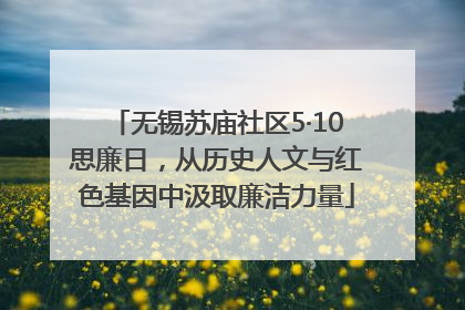 无锡苏庙社区5·10思廉日，从历史人文与红色基因中汲取廉洁力量