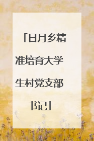 日月乡精准培育大学生村党支部书记