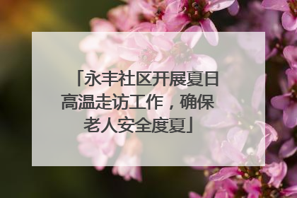 永丰社区开展夏日高温走访工作，确保老人安全度夏