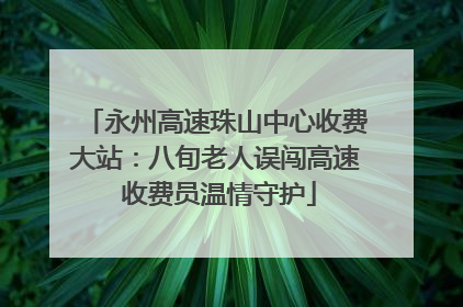 永州高速珠山中心收费大站：八旬老人误闯高速 收费员温情守护