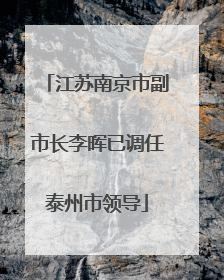 江苏南京市副市长李晖已调任泰州市领导