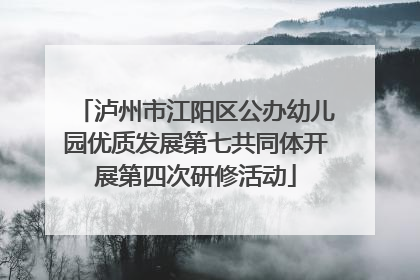 泸州市江阳区公办幼儿园优质发展第七共同体开展第四次研修活动