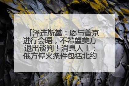泽连斯基：愿与普京进行会晤，不希望美方退出谈判！消息人士：俄方停火条件包括北约“书面”保证不东扩