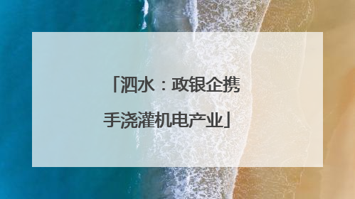 泗水：政银企携手浇灌机电产业