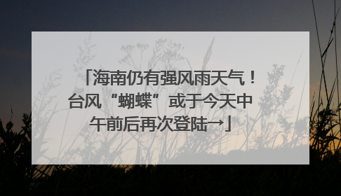 海南仍有强风雨天气！台风“蝴蝶”或于今天中午前后再次登陆→