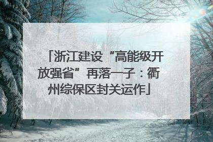 浙江建设“高能级开放强省”再落一子：衢州综保区封关运作