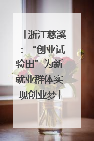 浙江慈溪：“创业试验田”为新就业群体实现创业梦