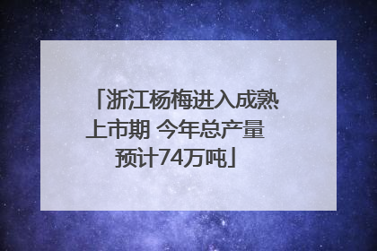 浙江杨梅进入成熟上市期 今年总产量预计74万吨