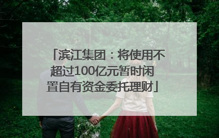 滨江集团：将使用不超过100亿元暂时闲置自有资金委托理财