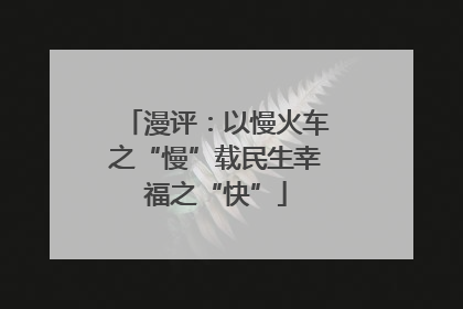 漫评：以慢火车之“慢”载民生幸福之“快”