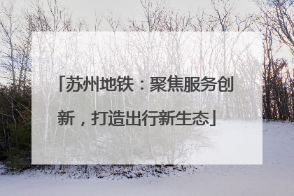苏州地铁：聚焦服务创新，打造出行新生态