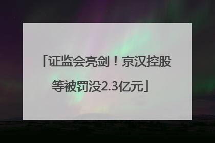 证监会亮剑！京汉控股等被罚没2.3亿元