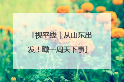 视平线｜从山东出发！瞰一周天下事