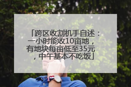 跨区收割机手自述：一小时能收10亩地，有地块每亩低至35元，中午基本不吃饭