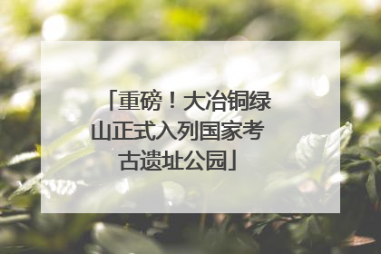 重磅！大冶铜绿山正式入列国家考古遗址公园