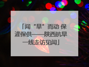 闻“旱”而动 保灌保供——陕西抗旱一线走访见闻