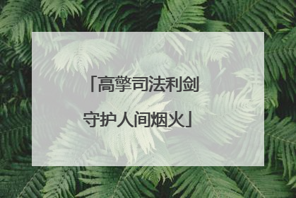 高擎司法利剑 守护人间烟火