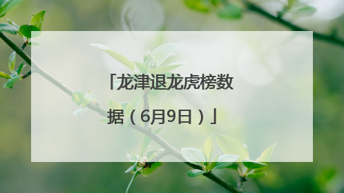 龙津退龙虎榜数据（6月9日）