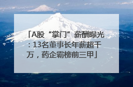 A股“掌门”薪酬曝光：13名董事长年薪超千万，药企霸榜前三甲