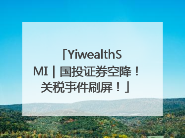 YiwealthSMI｜国投证券空降！关税事件刷屏！